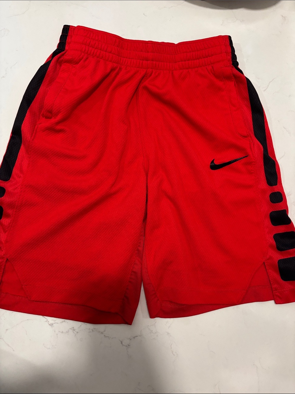 Nike Red Athletic Basketball Shorts with Black Accents